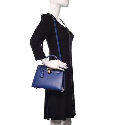 Hermes Tadelakt Kelly Sellier 25 Bleu Electrique 2 of 33