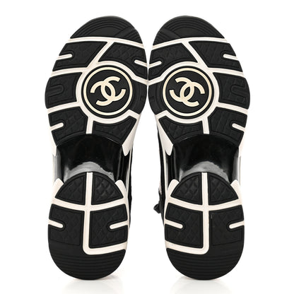 Chanel Fabric Suede Calfskin CC Sneakers 40 Grey Black 5 of 9