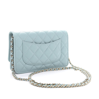 Chanel Caviar Quilted Wallet On Chain WOC Light Blue 4 of 14