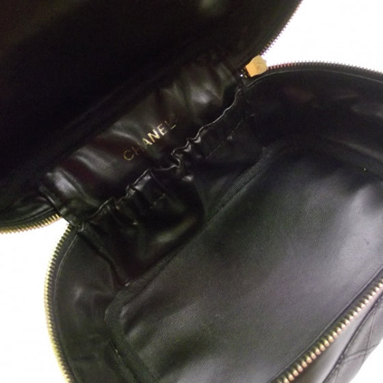 Lambskin Vanity Cosmetic Bag Black