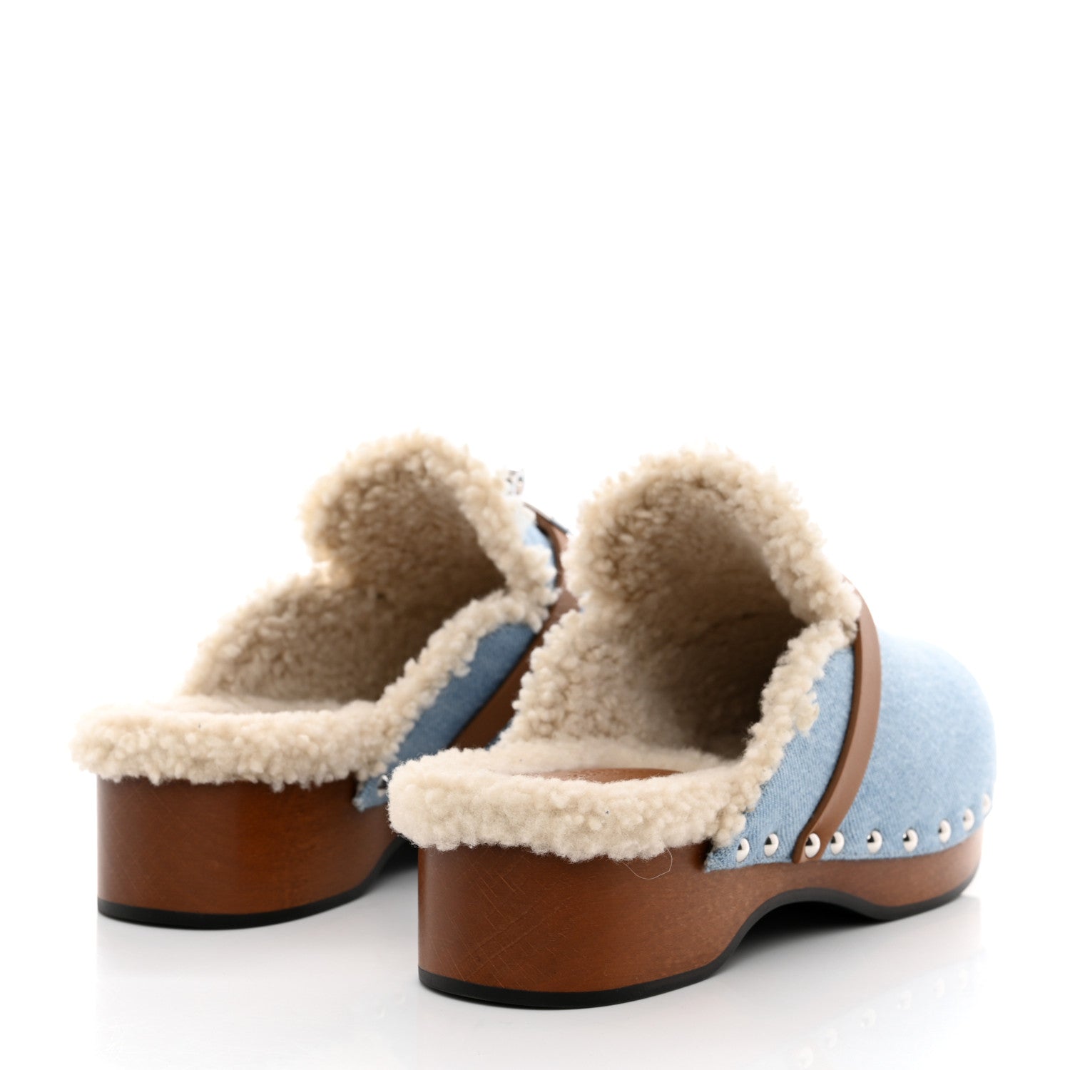 Hermes Denim Wool Carlotta Mules 39 Bleu Clair Naturel 4 of 7