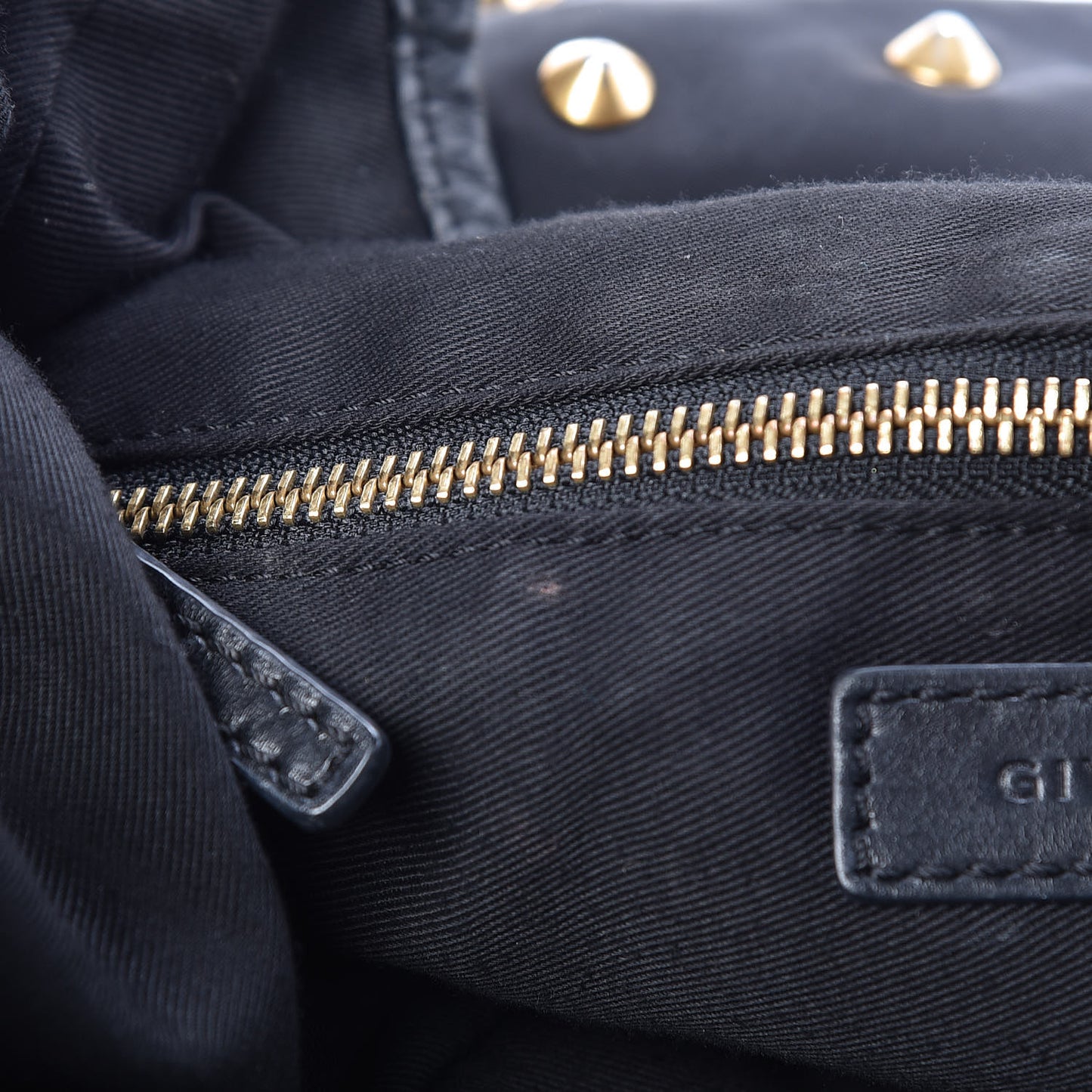 Nylon Studded Shoulder Bag Black