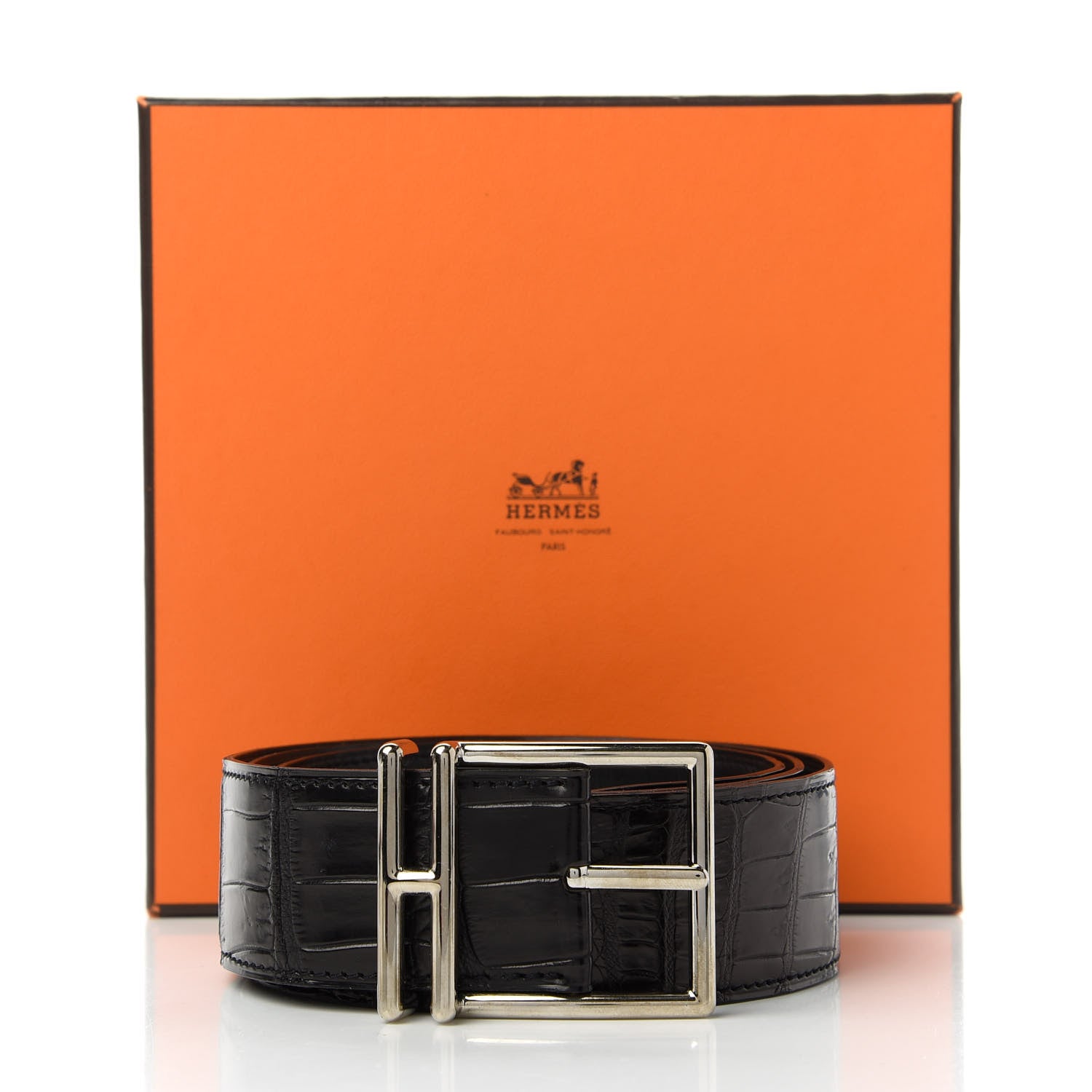 Hermes Matte Porosus Crocodile 32mm Belt 90 Black 6 of 6