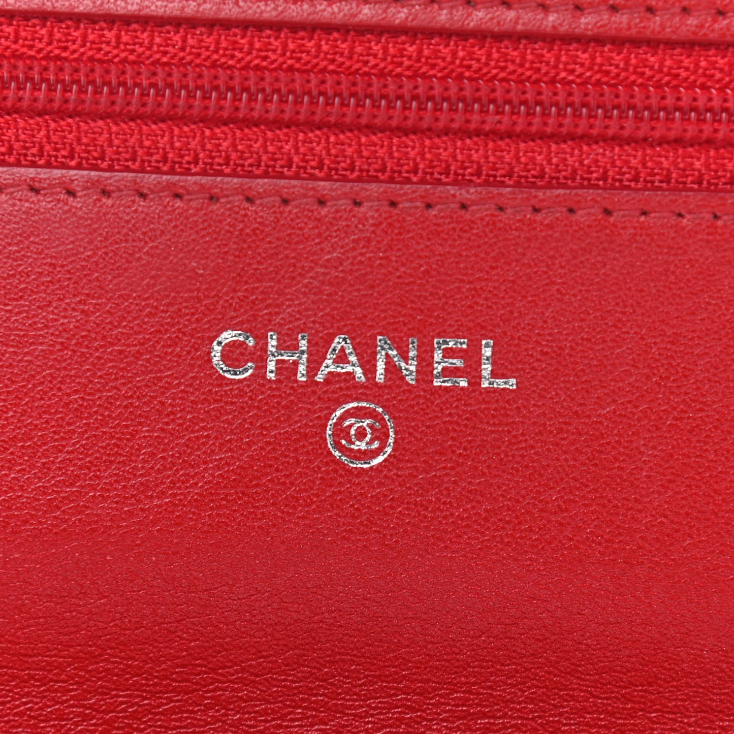 Patent Camellia Embossed Wallet On Chain WOC Red