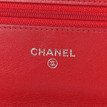 Chanel Patent Camellia Embossed Wallet On Chain WOC Red 6 of 15