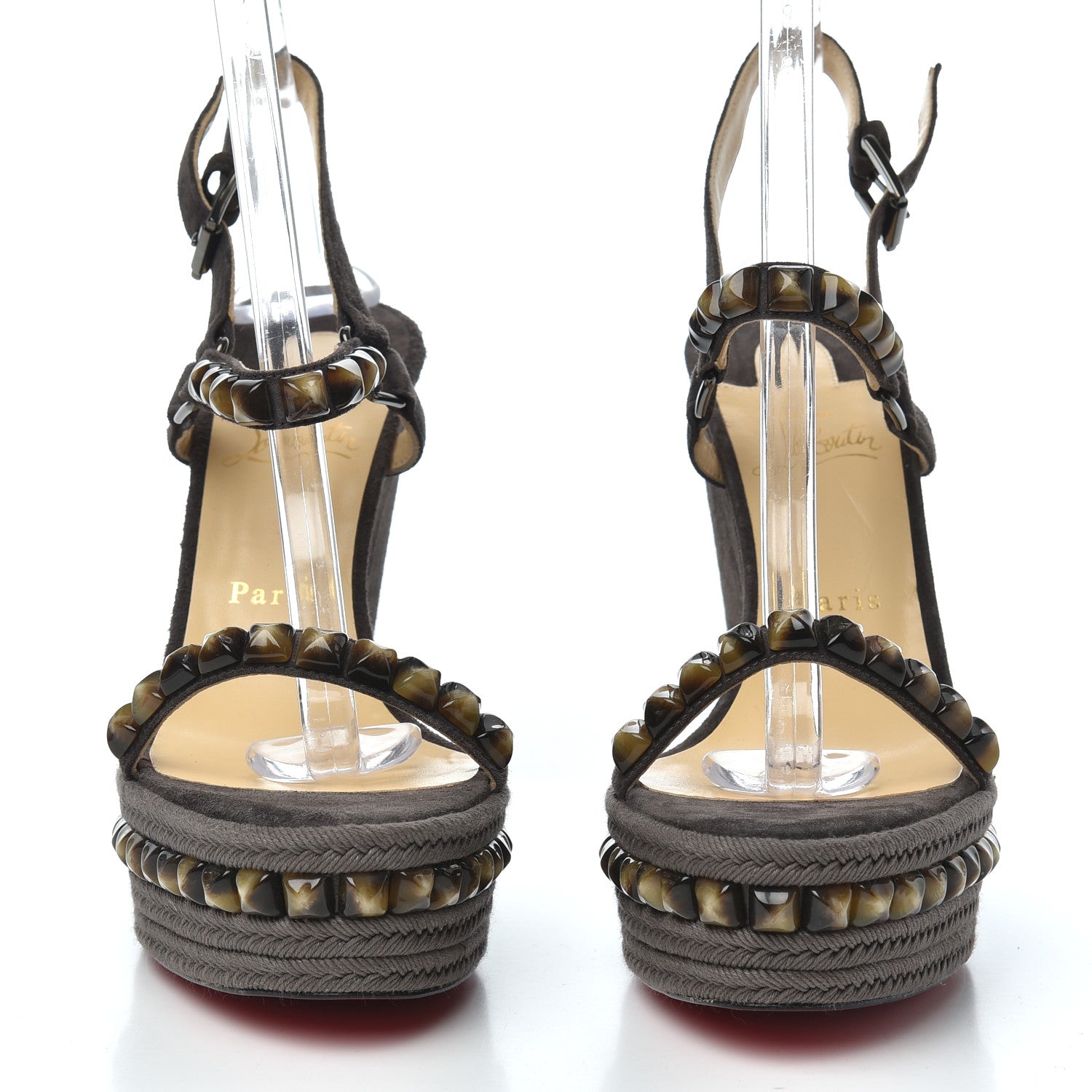 Christian Louboutin Suede Pyraclou 120 Wedge Sandals 41 Testa 2 of 8