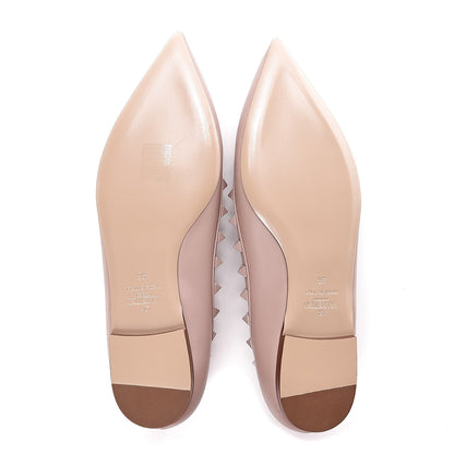 Valentino Garavani Calfskin Lacquered Monochrome Rockstud Ballerina Flats 38 Poudre 5 of 8