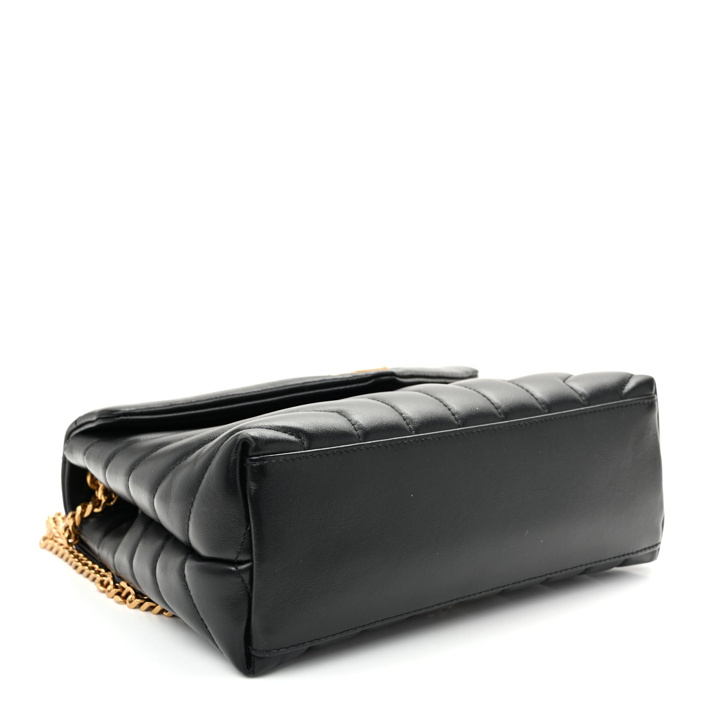 Calfskin Y Quilted Monogram Small Loulou Chain Satchel Black