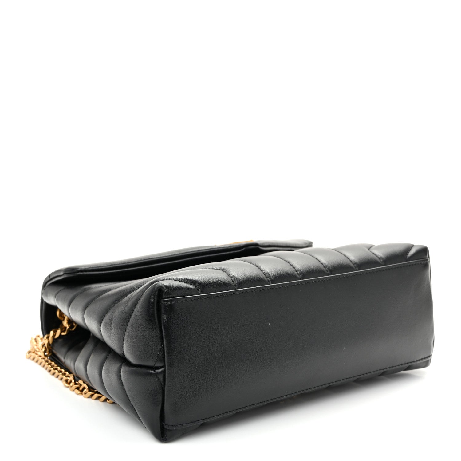Saint Laurent Calfskin Y Quilted Monogram Small Loulou Chain Satchel Black 4 of 10