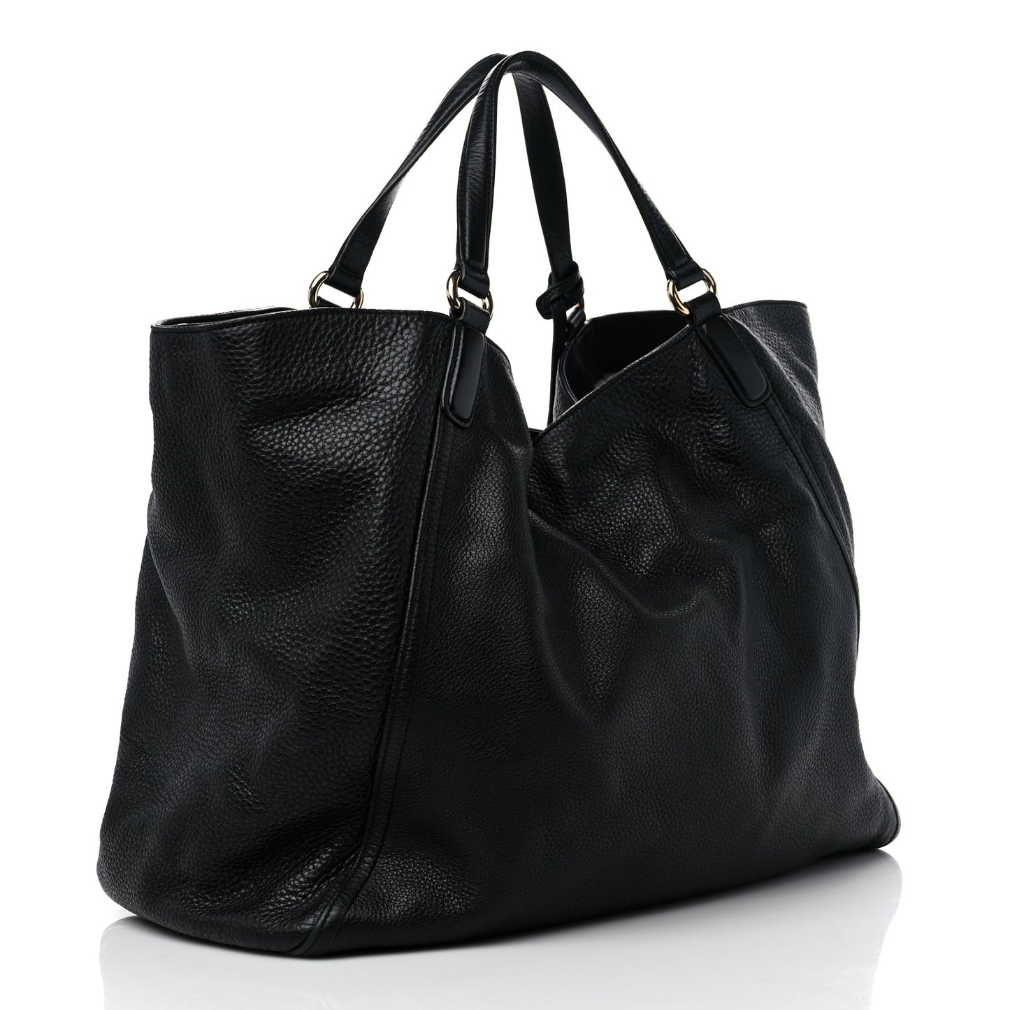 Pebbled Calfskin Large Soho Shoulder Bag Black