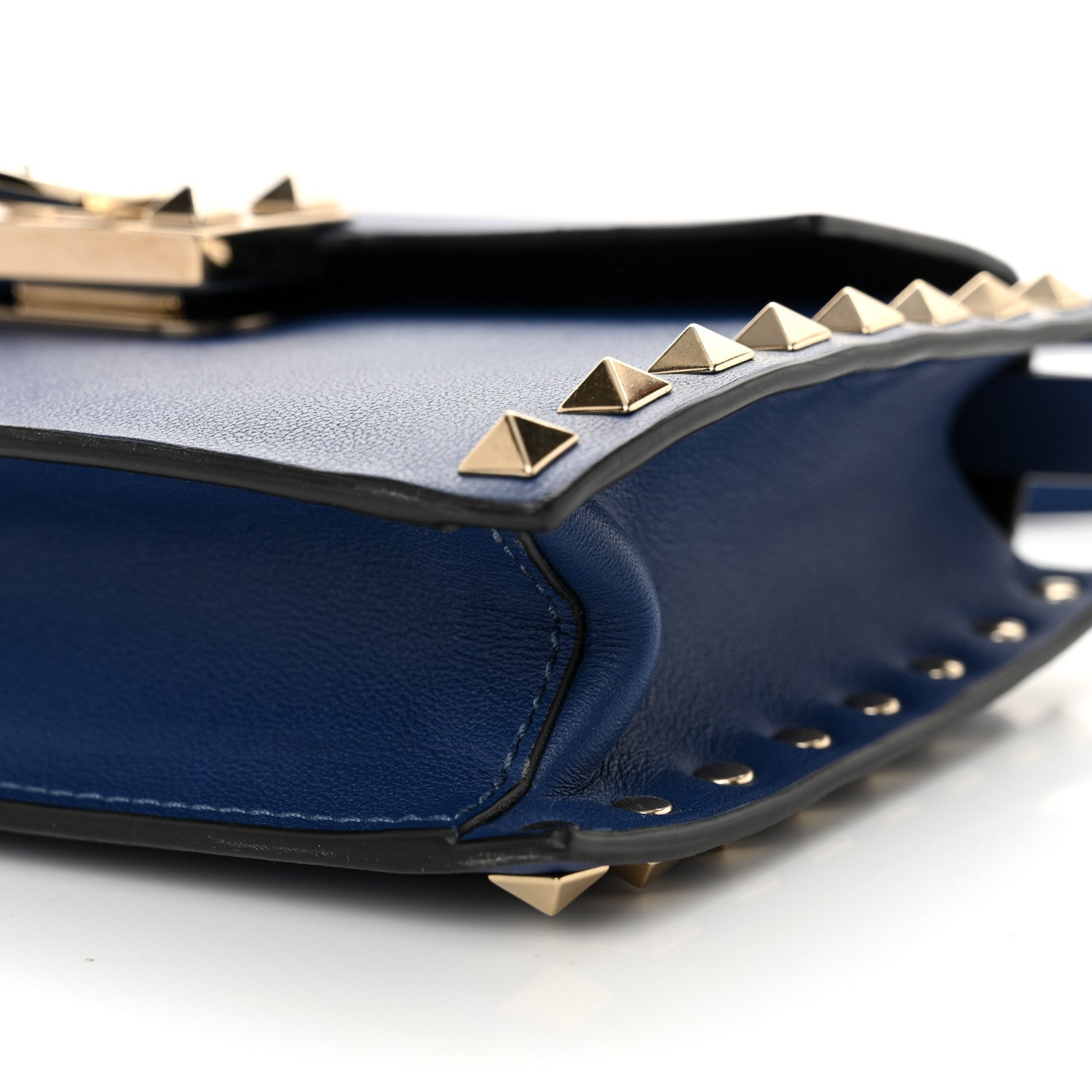 Valentino Garavani Calfskin Small Rockstud Overlay Flap Shoulder Bag Blue Delft 9 of 9
