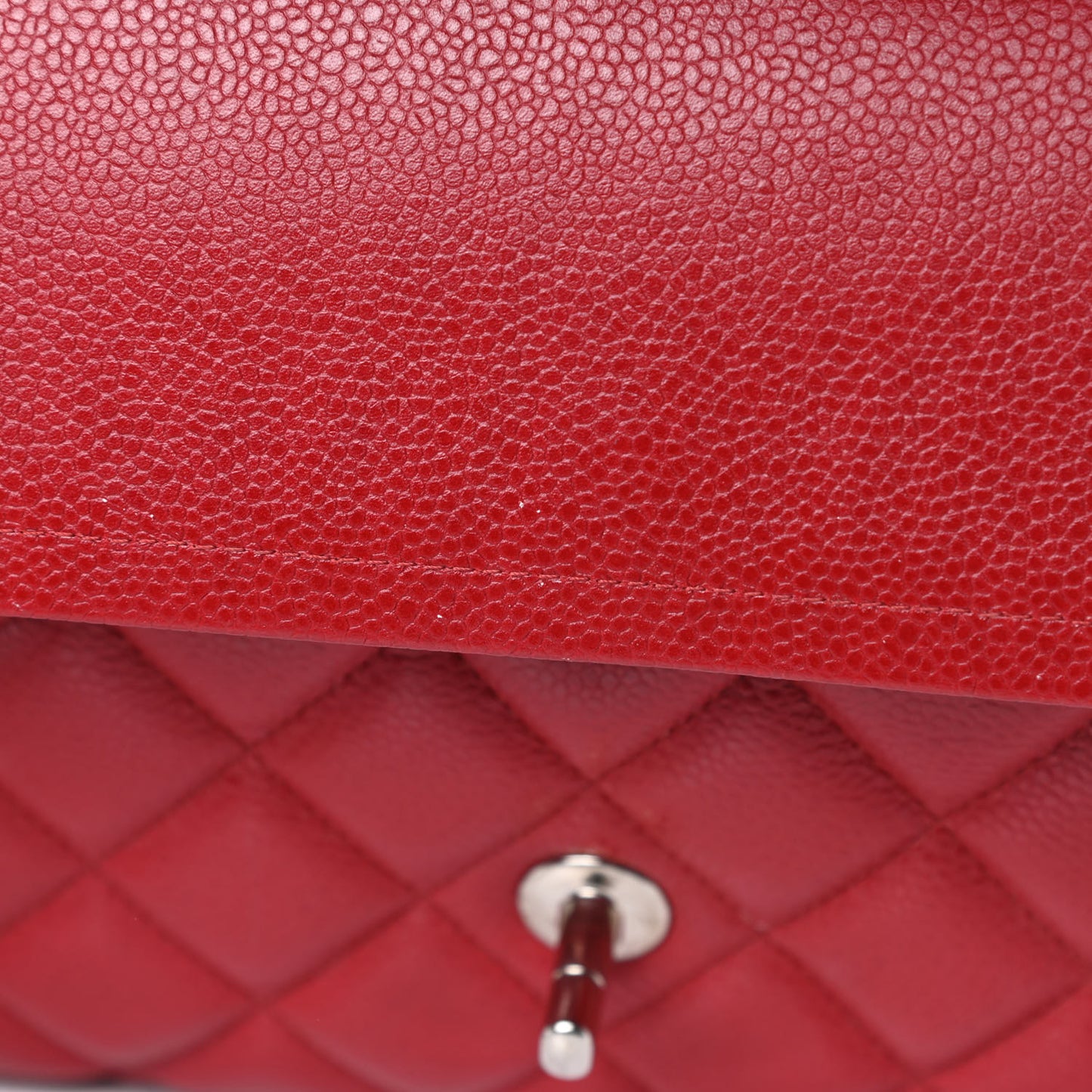 Caviar Quilted Jumbo Double Flap Dark Red