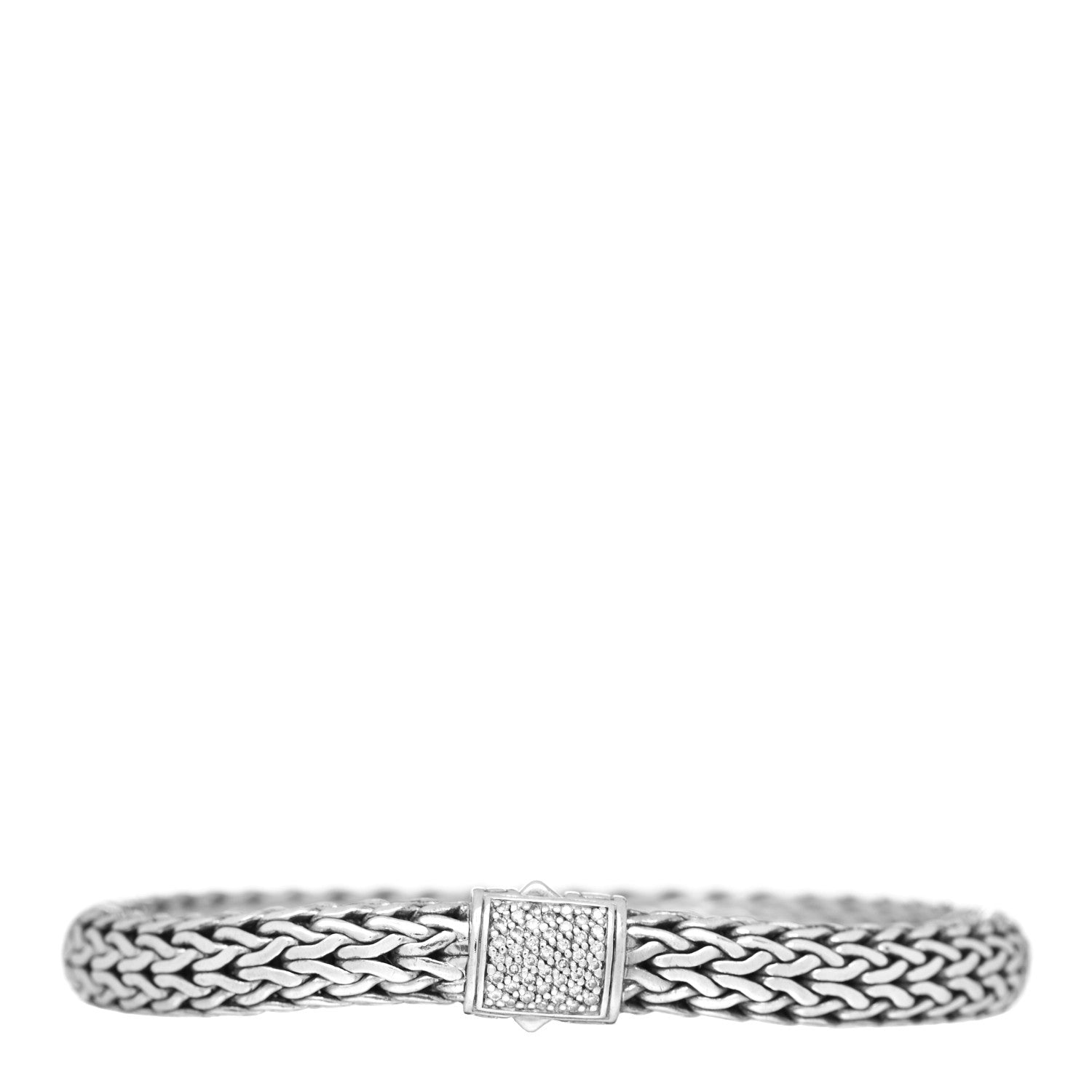 John Hardy Sterling Silver Diamond 7.5mm Classic Chain Bracelet 1 of 4