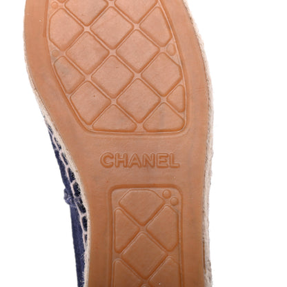 Chanel Denim Toile CC Espadrilles 37 Navy Black 6 of 9