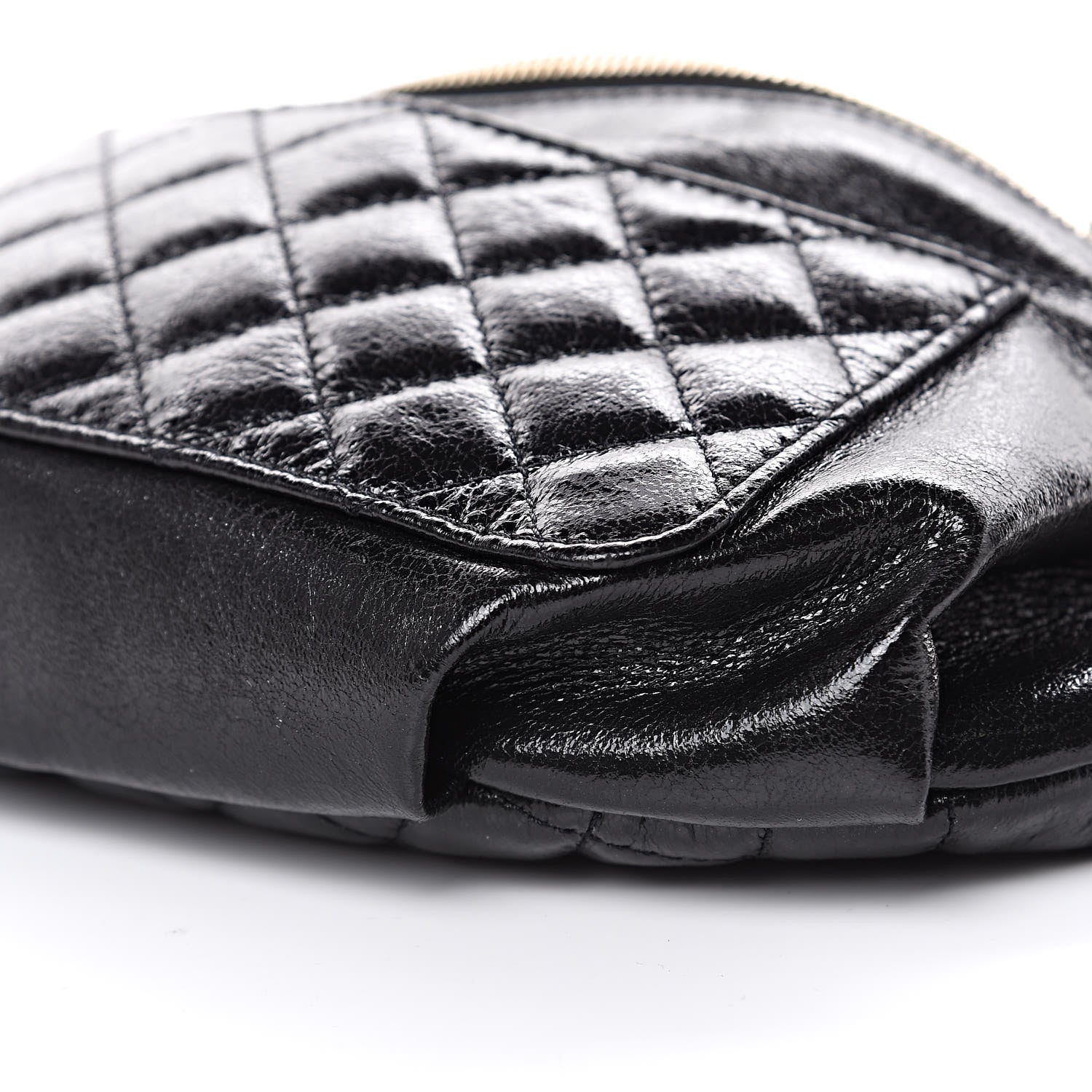 Chanel Crumpled Glazed Lambskin Quilted Waist Bag Fanny Pack Black 10 of 10