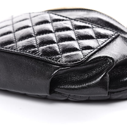 Chanel Crumpled Glazed Lambskin Quilted Waist Bag Fanny Pack Black 10 of 10
