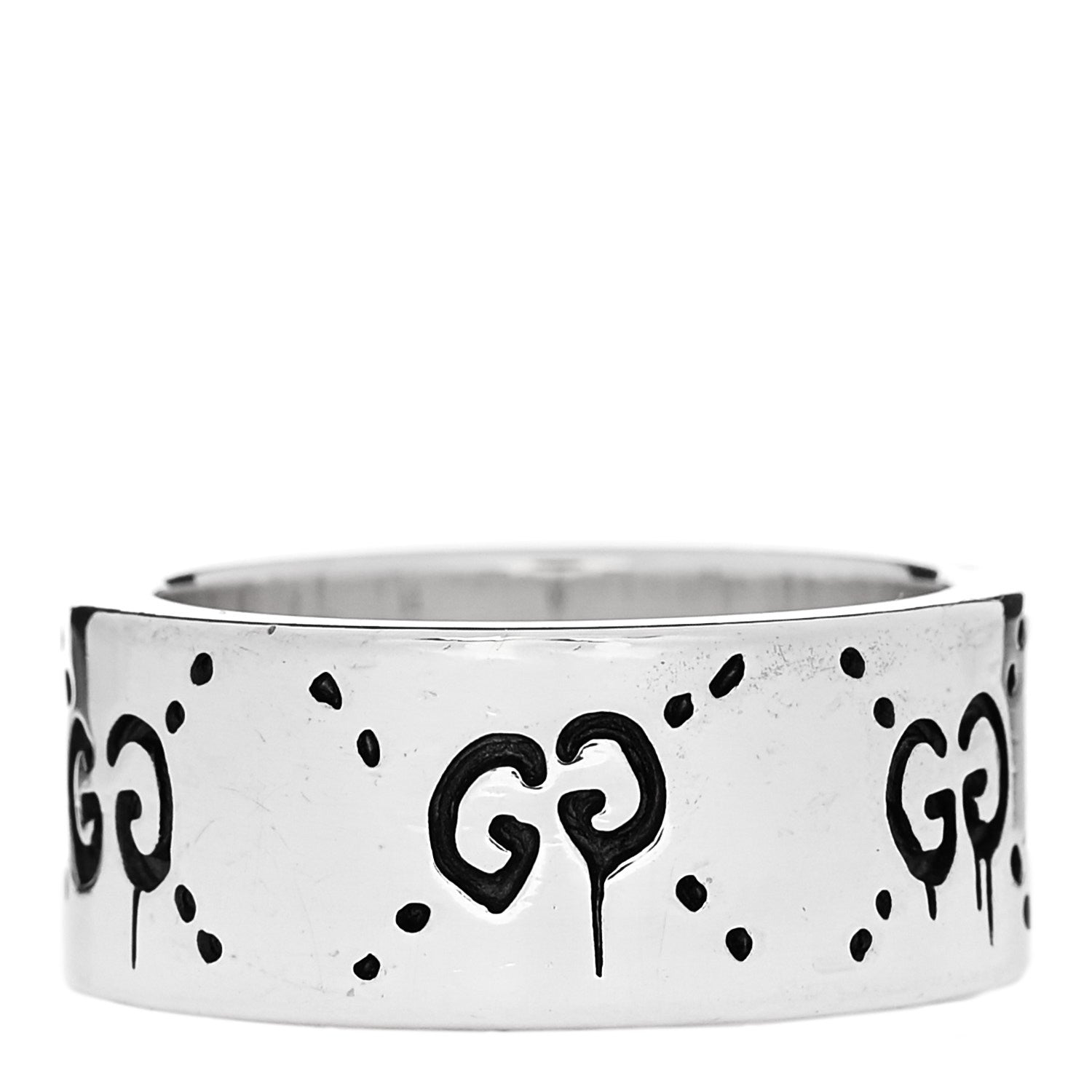 Gucci Sterling Silver GucciGhost Hamlet Skull Band Ring 53 6.5 3 of 7