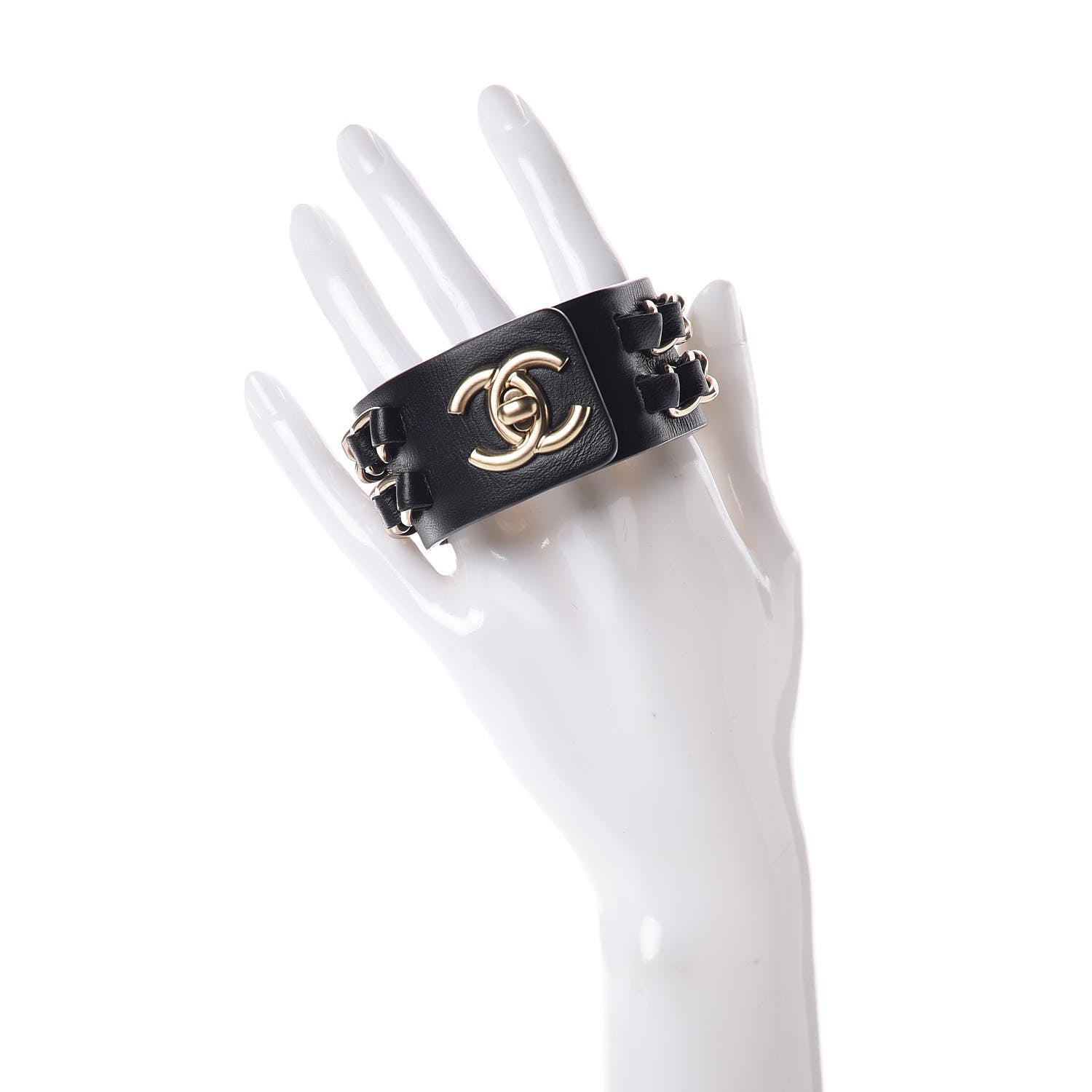 Chanel Lambskin CC Chain Turnlock Bracelet M Black 2 of 5