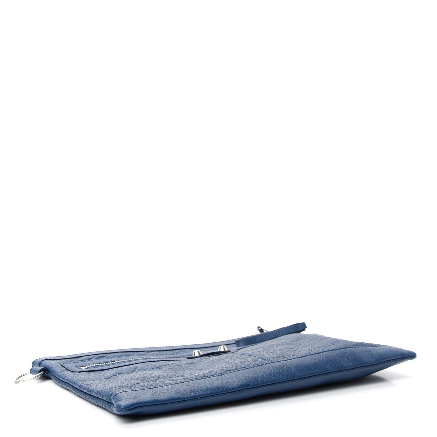 Agneau Arena Mat Classic Silver Hardware Medium Clip Bleu Profond