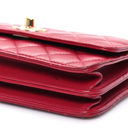 Chanel Lambskin Quilted Trendy CC Dual Handle Clutch With Chain Red 10 of 13