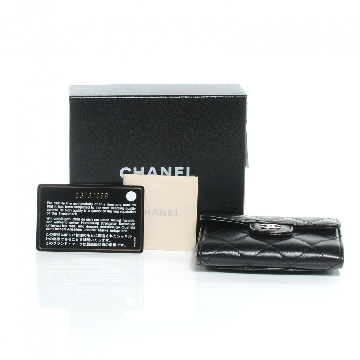 Chanel Lambskin Quilted Small Compact Wallet Black 6 of 10