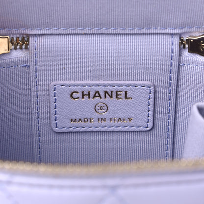 Chanel Lambskin Quilted Top Handle Mini Vanity Case With Chain Light Purple 6 of 9
