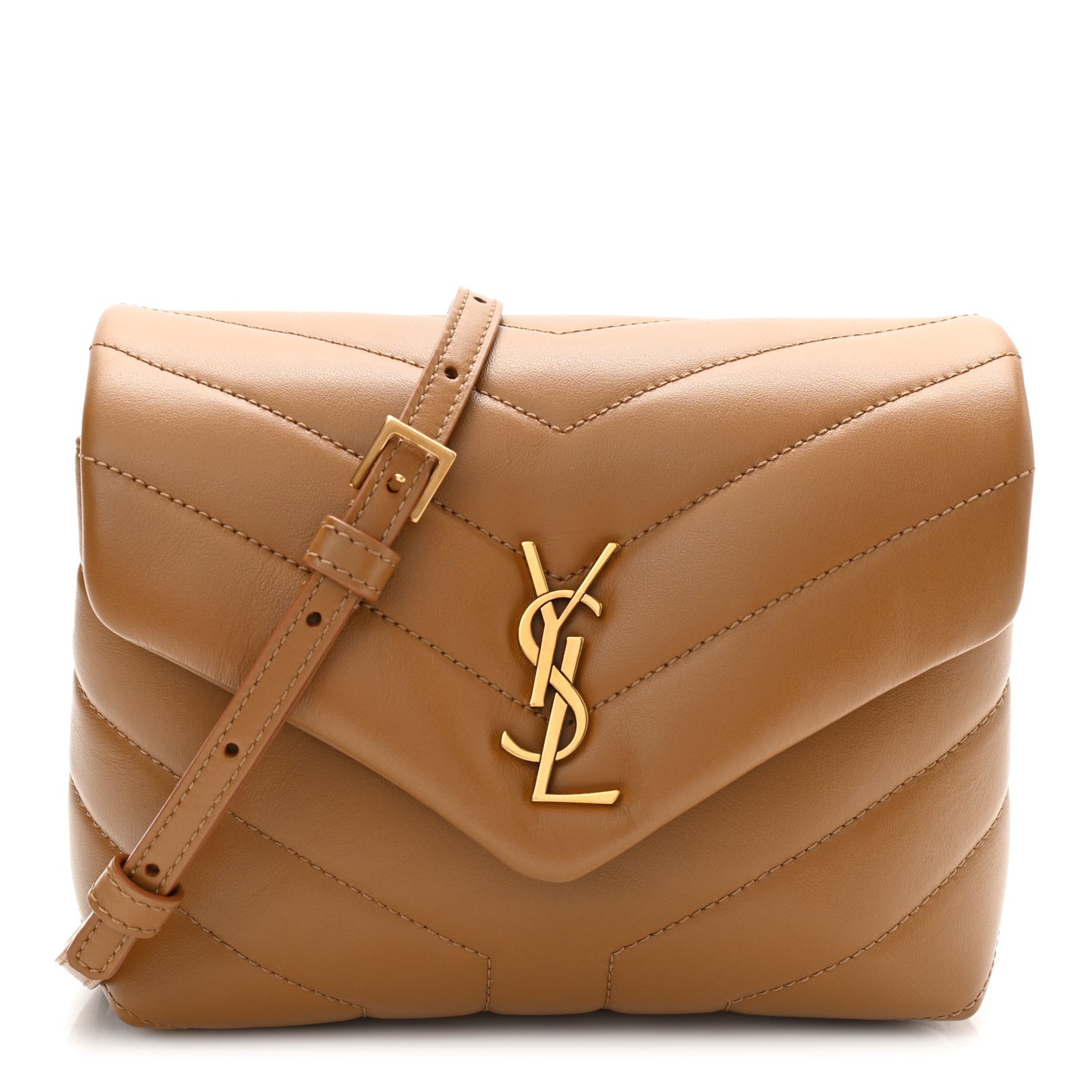 Calfskin Y Quilted Monogram Toy Loulou Crossbody Bag Dark Natural