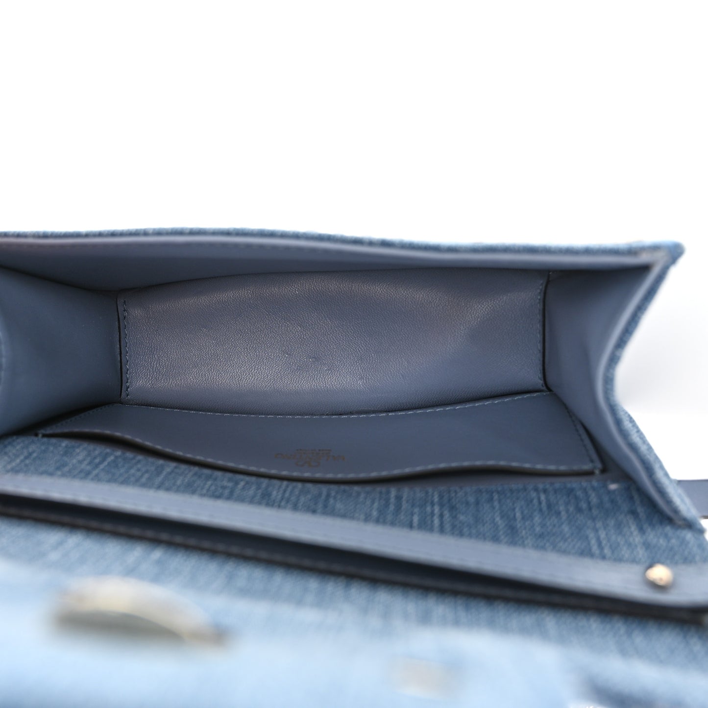 Denim Crystal Vlogo Small Loco Shoulder Bag Blue