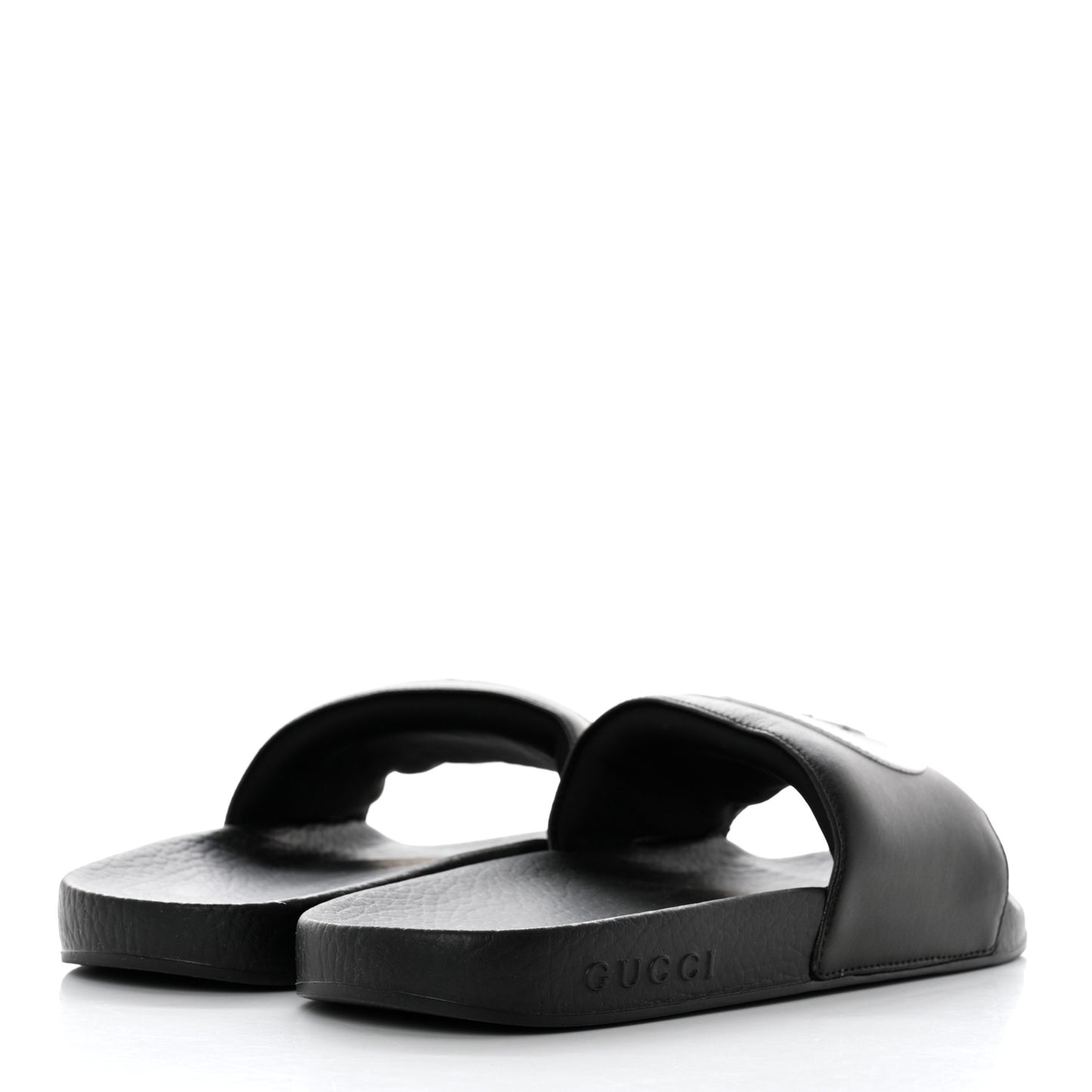 Nappa Miro Soft Calfskin Womens Interlocking G Slide Sandals 38 Black White