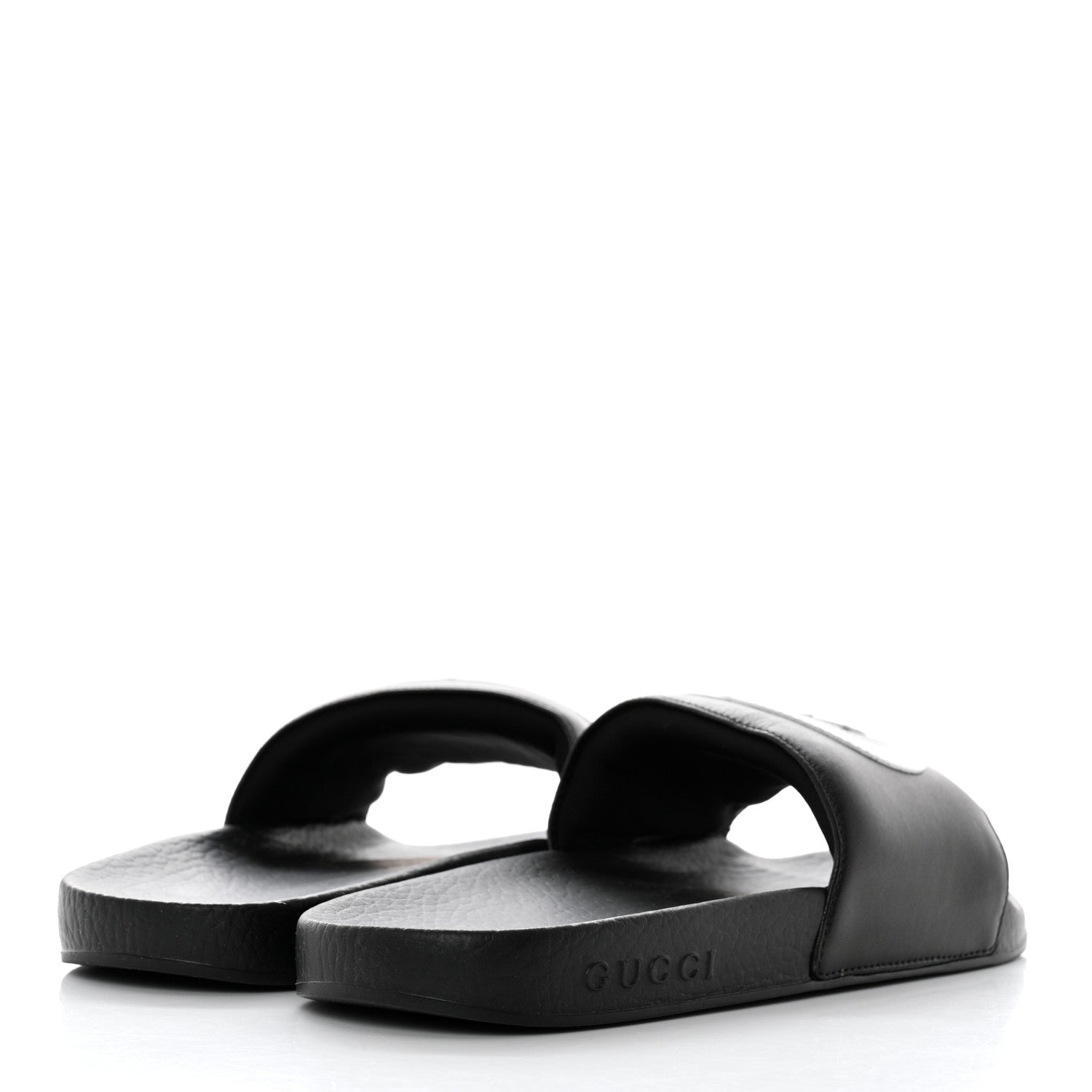 Gucci Nappa Miro Soft Calfskin Womens Interlocking G Slide Sandals 38 Black White 4 of 8