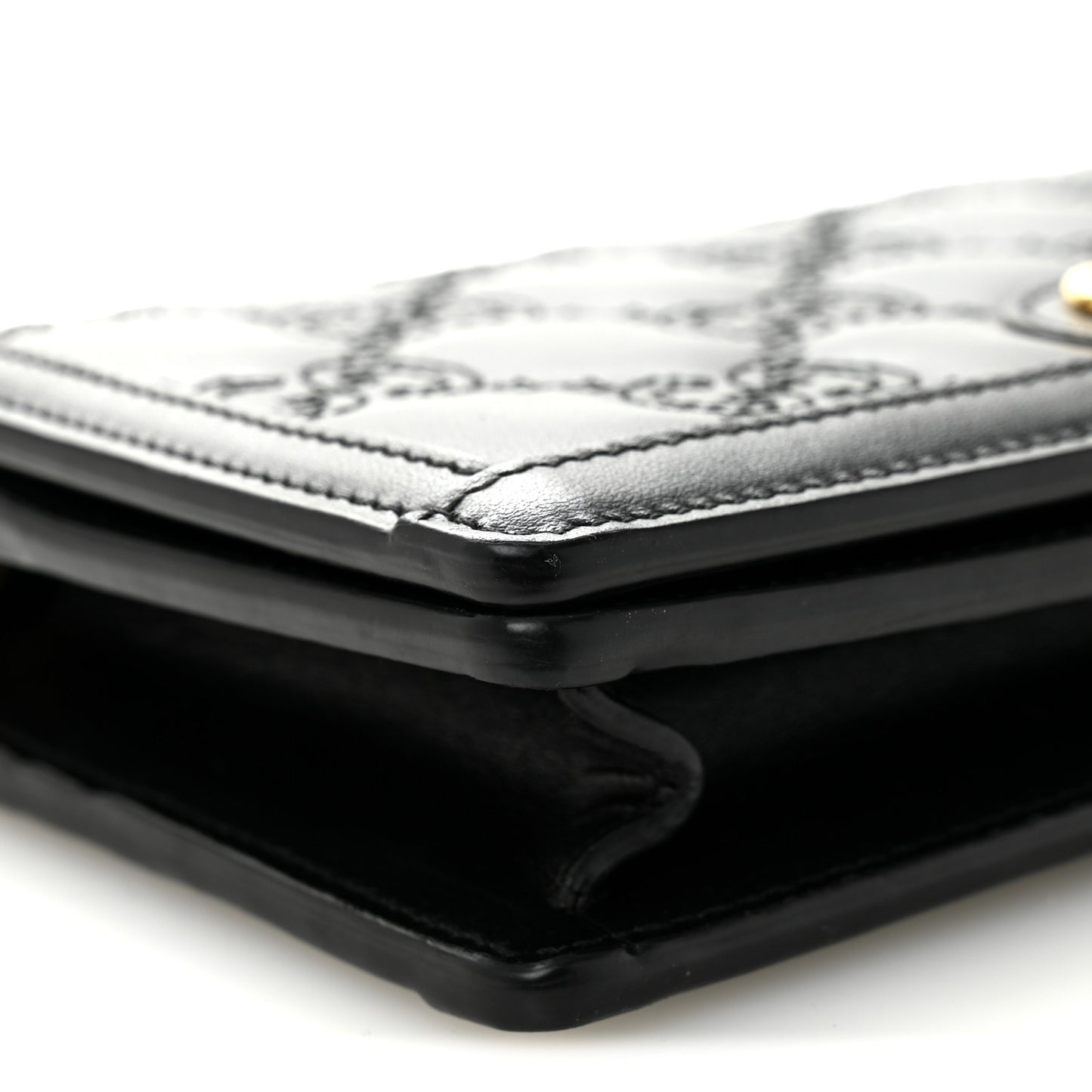 Calfskin GG Matelasse Chain Wallet Black
