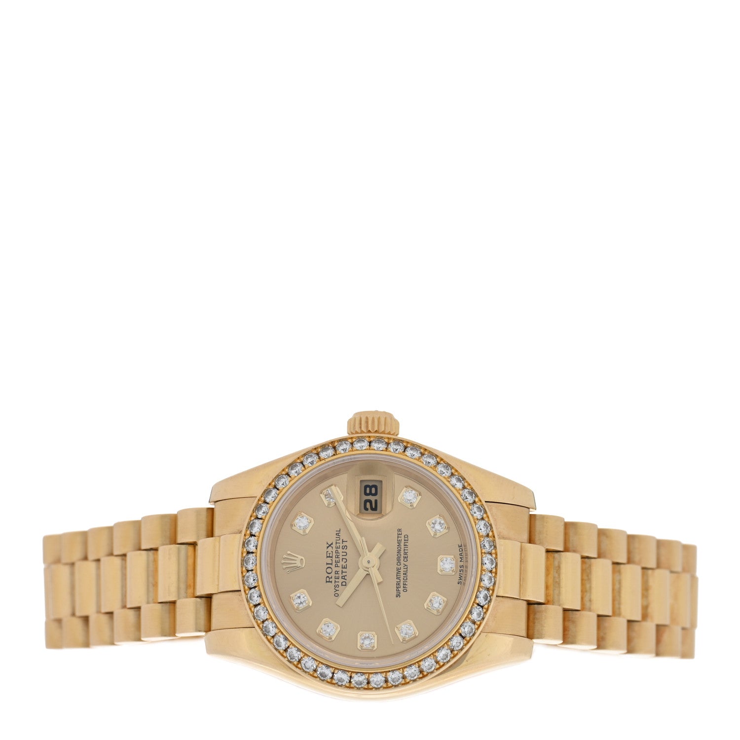 Rolex 18K Yellow Gold Diamond Bezel 26mm Datejust President Watch Champagne 179138 2 of 5