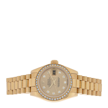Rolex 18K Yellow Gold Diamond Bezel 26mm Datejust President Watch Champagne 179138 2 of 5