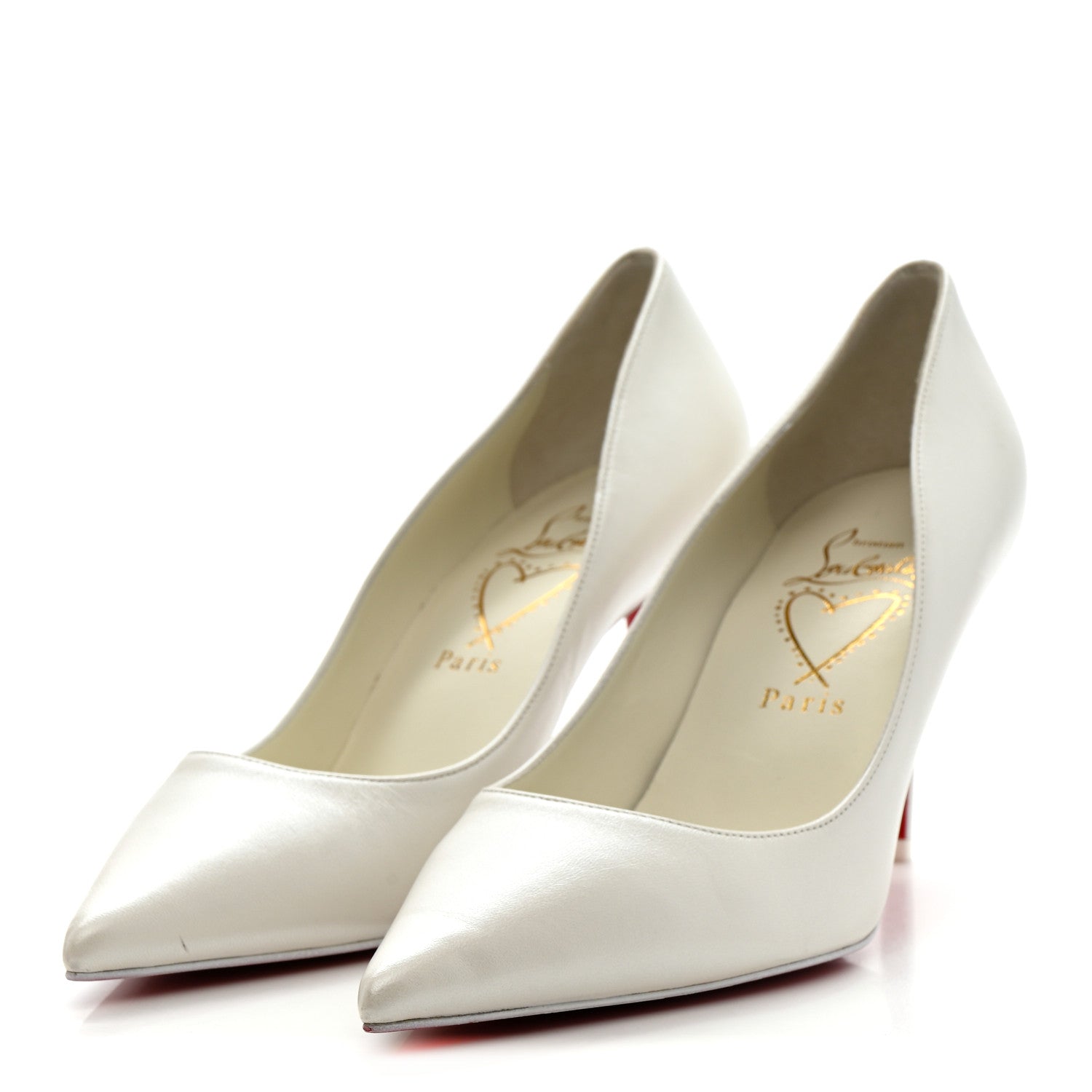 Christian Louboutin Pearlescent Nappa Miss Z 80 Pumps 38 Bianco