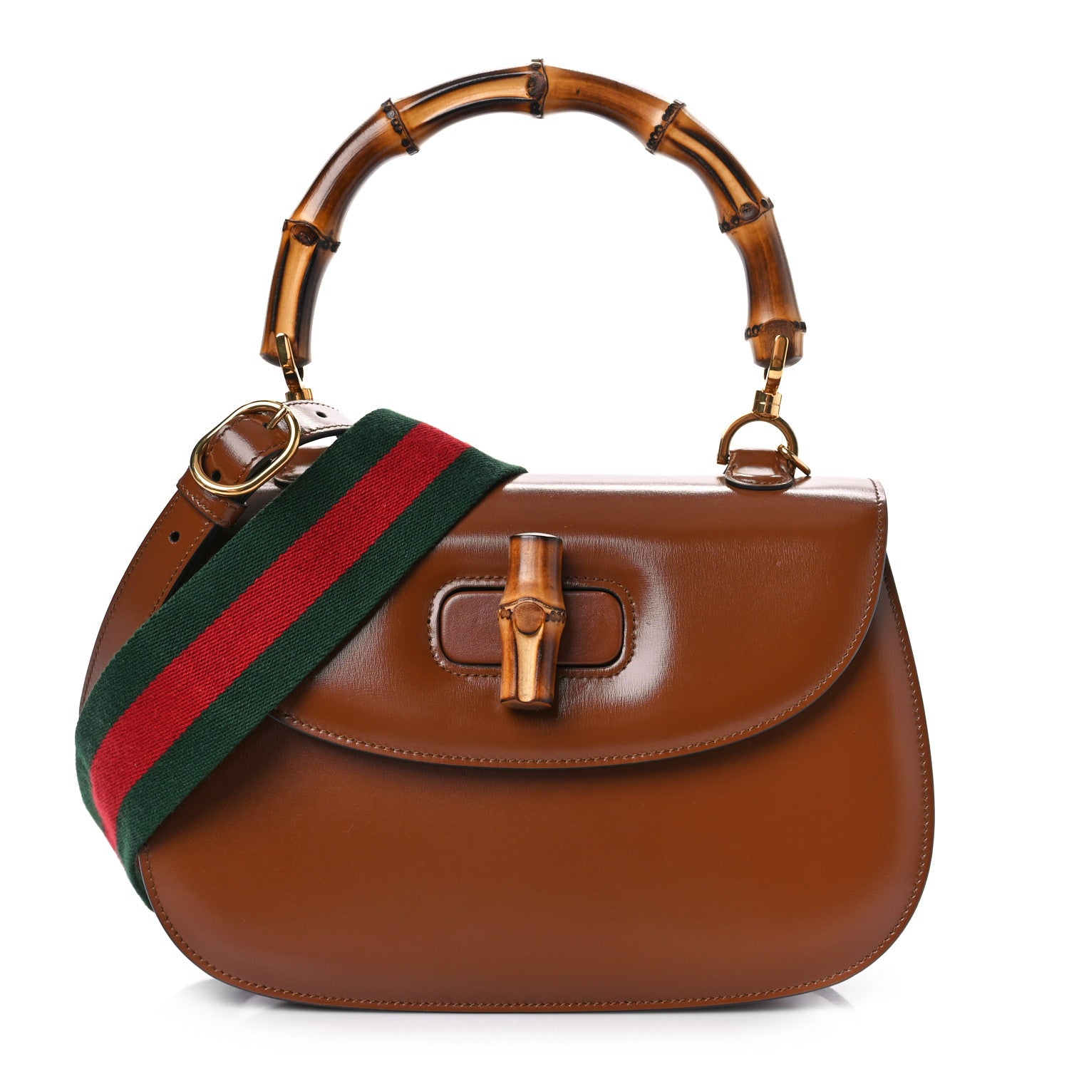 Gucci Boarded Dyana Lux Calfskin Web Medium Bamboo 1947 Top Handle Bag Brown 1 of 8