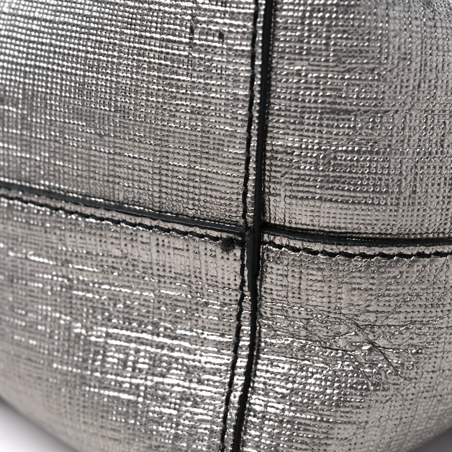 Metallic Saffiano Shopper Tote Silver