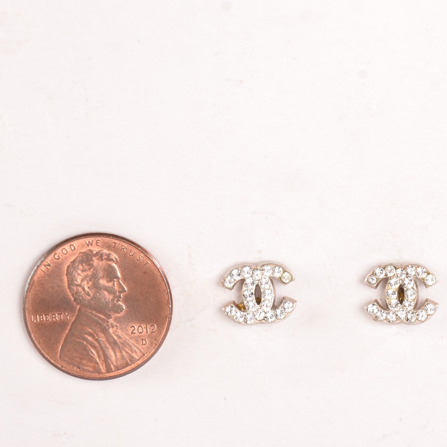 Chanel Crystal Timeless CC Earrings Silver 4 of 7