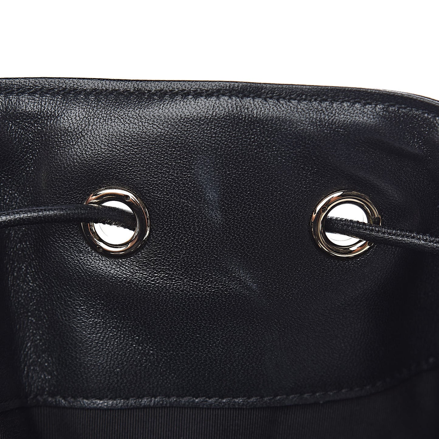 Lambskin Quilted Drawstring Backpack Black