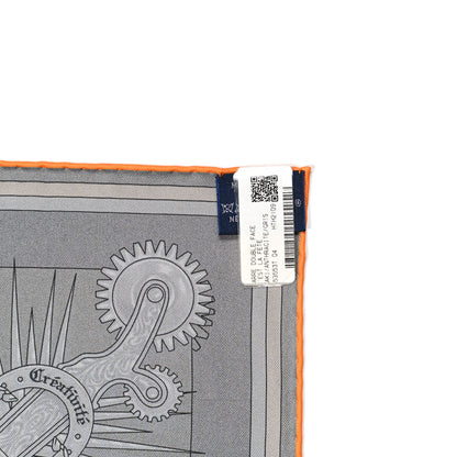 Hermes Silk C'est La Fete Double Face Scarf 90 Kaki Anthracite Gris 6 of 7