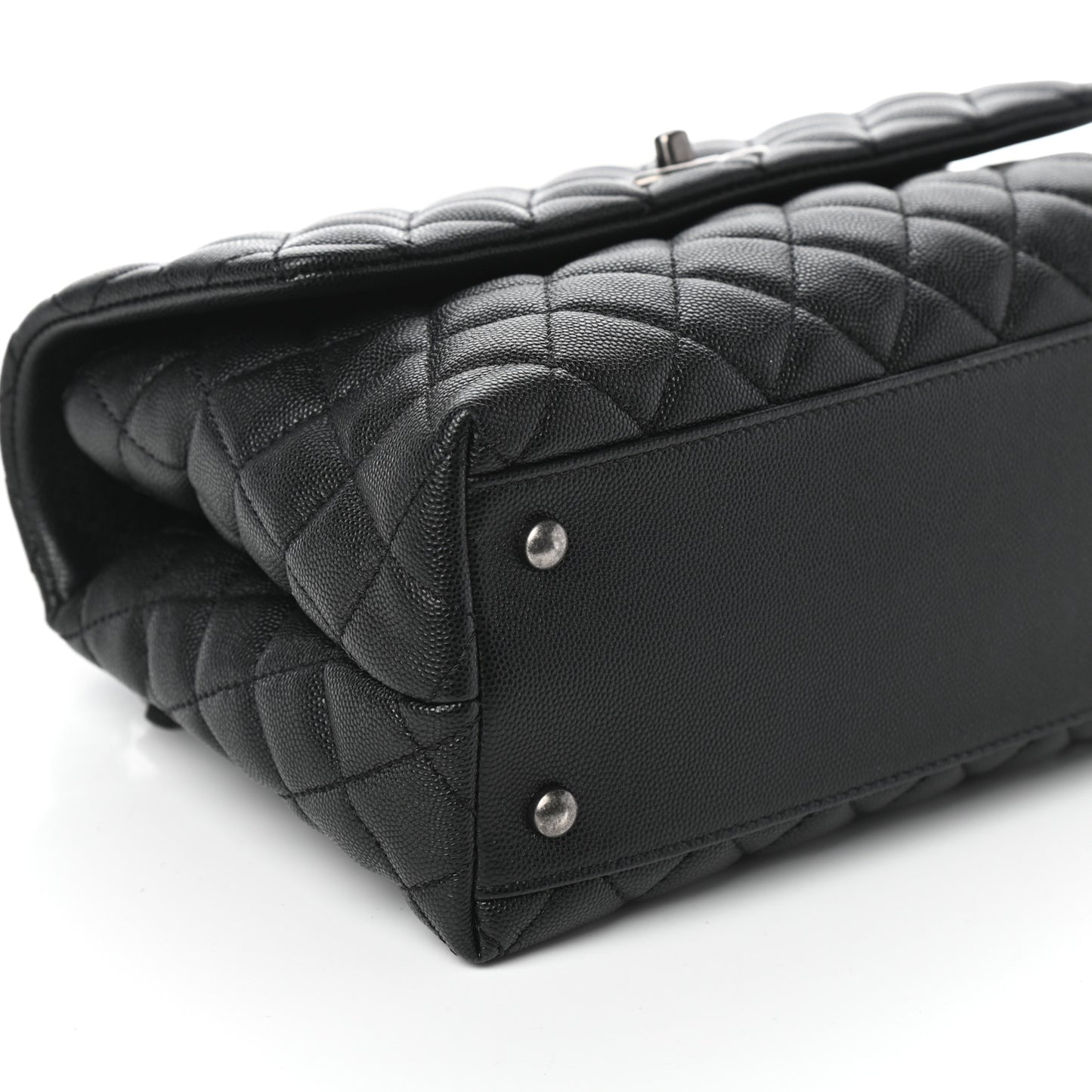 Caviar Quilted Small Coco Handle Flap Black