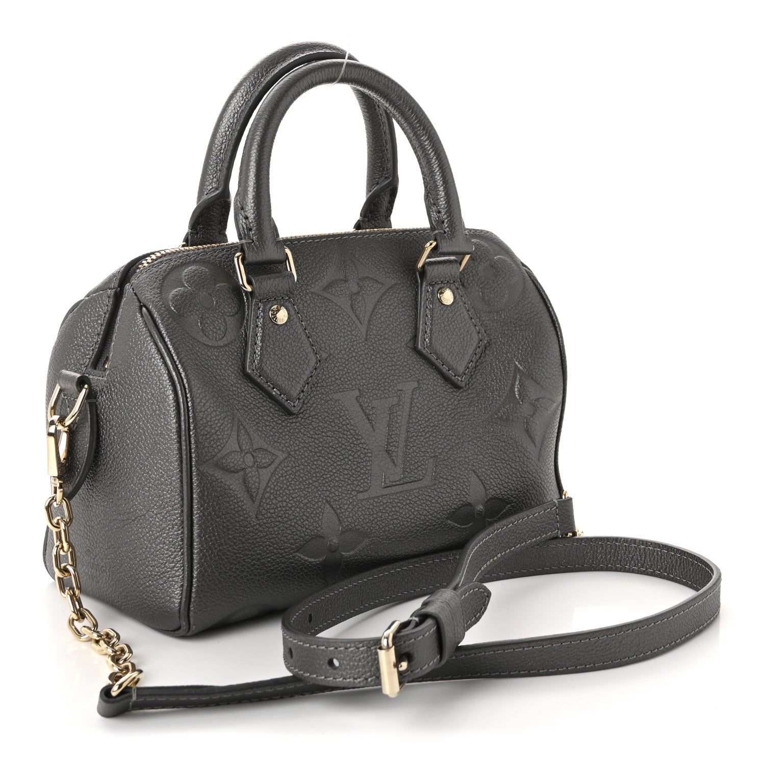 Louis Vuitton Shimmery Empreinte Monogram Giant Speedy Bandouliere 20 Gun Metal 3 of 9