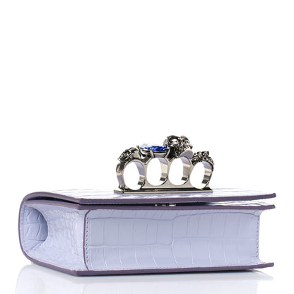 Alexander McQueen Shiny Crocodile Embossed Jeweled Satchel Lavender 4 of 9