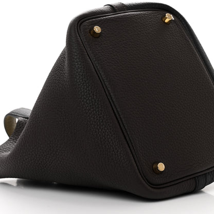 Hermes Taurillon Clemence Casaque Picotin Lock 18 PM Black Ebene Trench 9 of 11