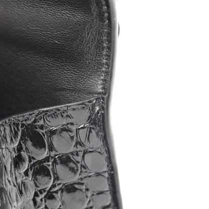 Balenciaga Shiny Calfskin Strass Monochrome Crocodile Embossed Hourglass Top Handle Bag XS Black 10 of 10