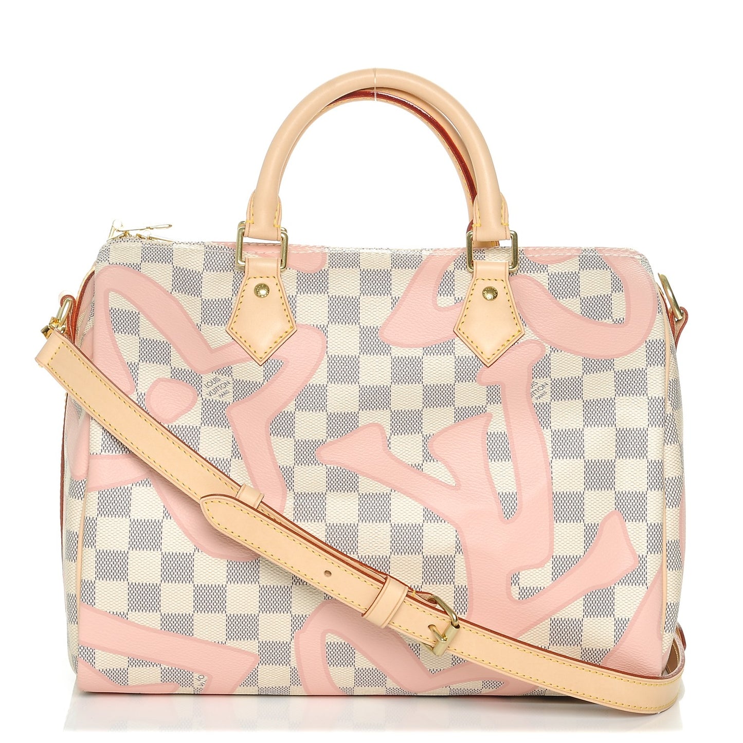 Damier Azur Tahitienne Speedy Bandouliere 30 Rose Ballerine