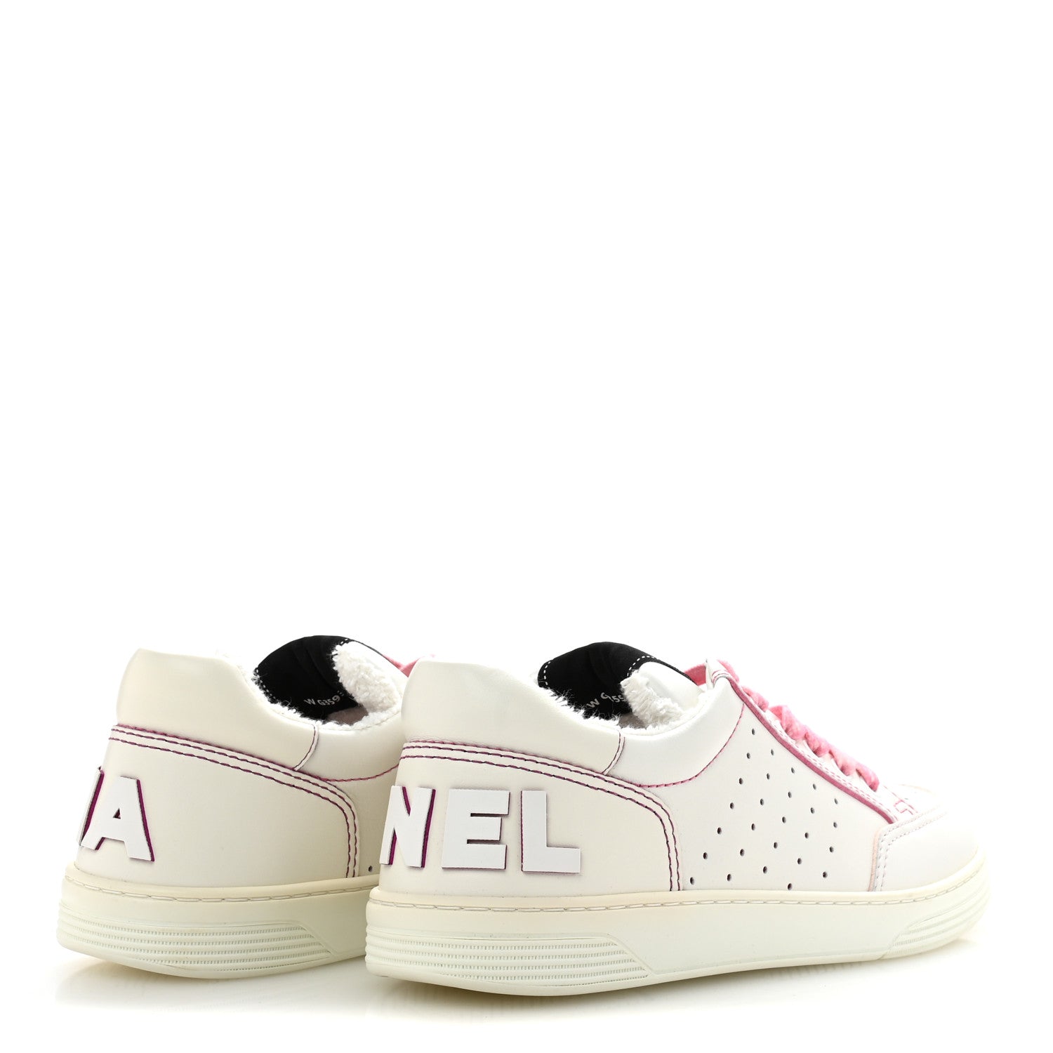 Chanel Calfskin Womens Logo Sneakers 38 White Pink 5 of 10