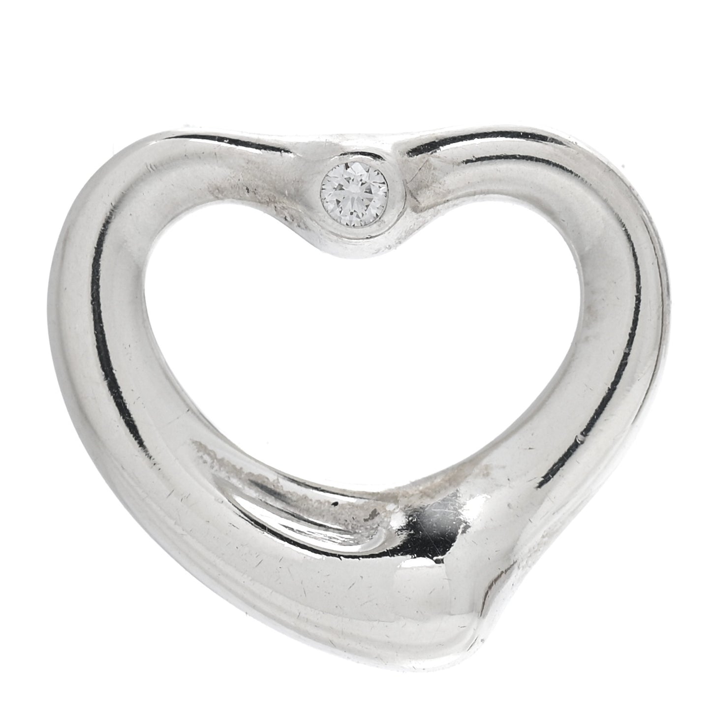 Sterling Silver Diamond Small Elsa Peretti Open Heart Charm