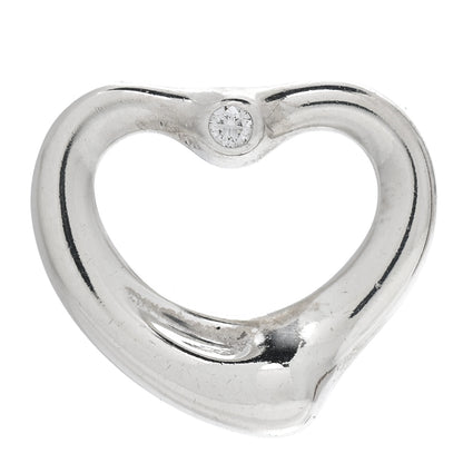 Tiffany Sterling Silver Diamond Small Elsa Peretti Open Heart Charm 1 of 4