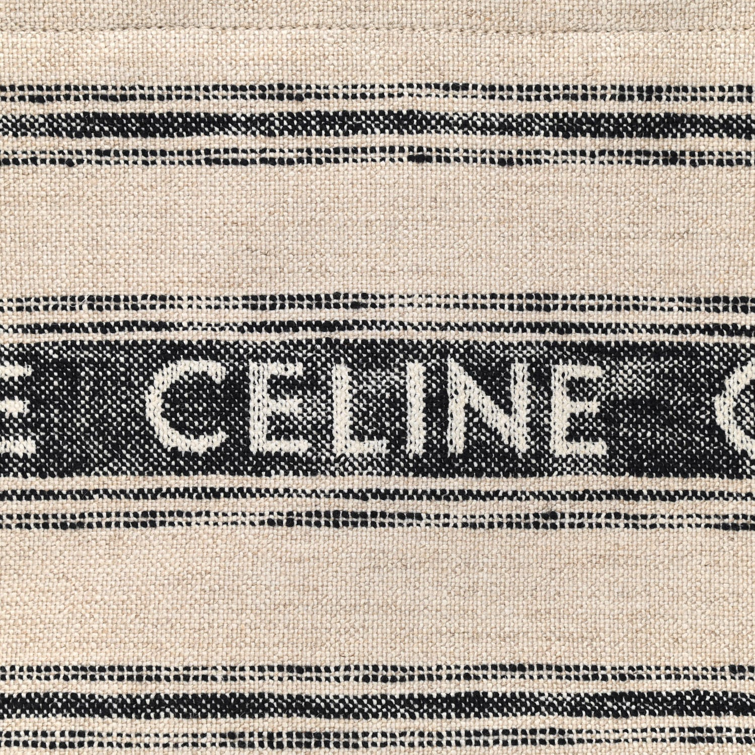 Celine Jacquard Striped Large Cabas Thais White Black 7 of 9