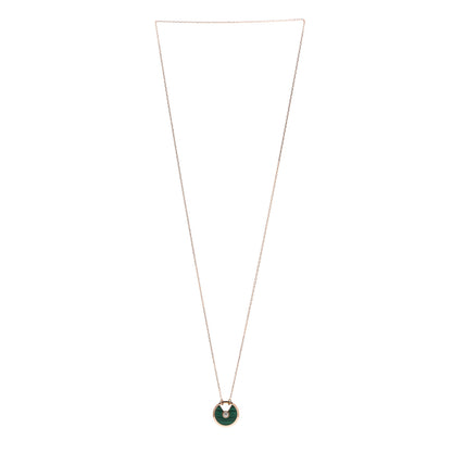 Cartier 18K Pink Gold Diamond Malachite SM Amulette de Cartier Pendant Necklace 3 of 4